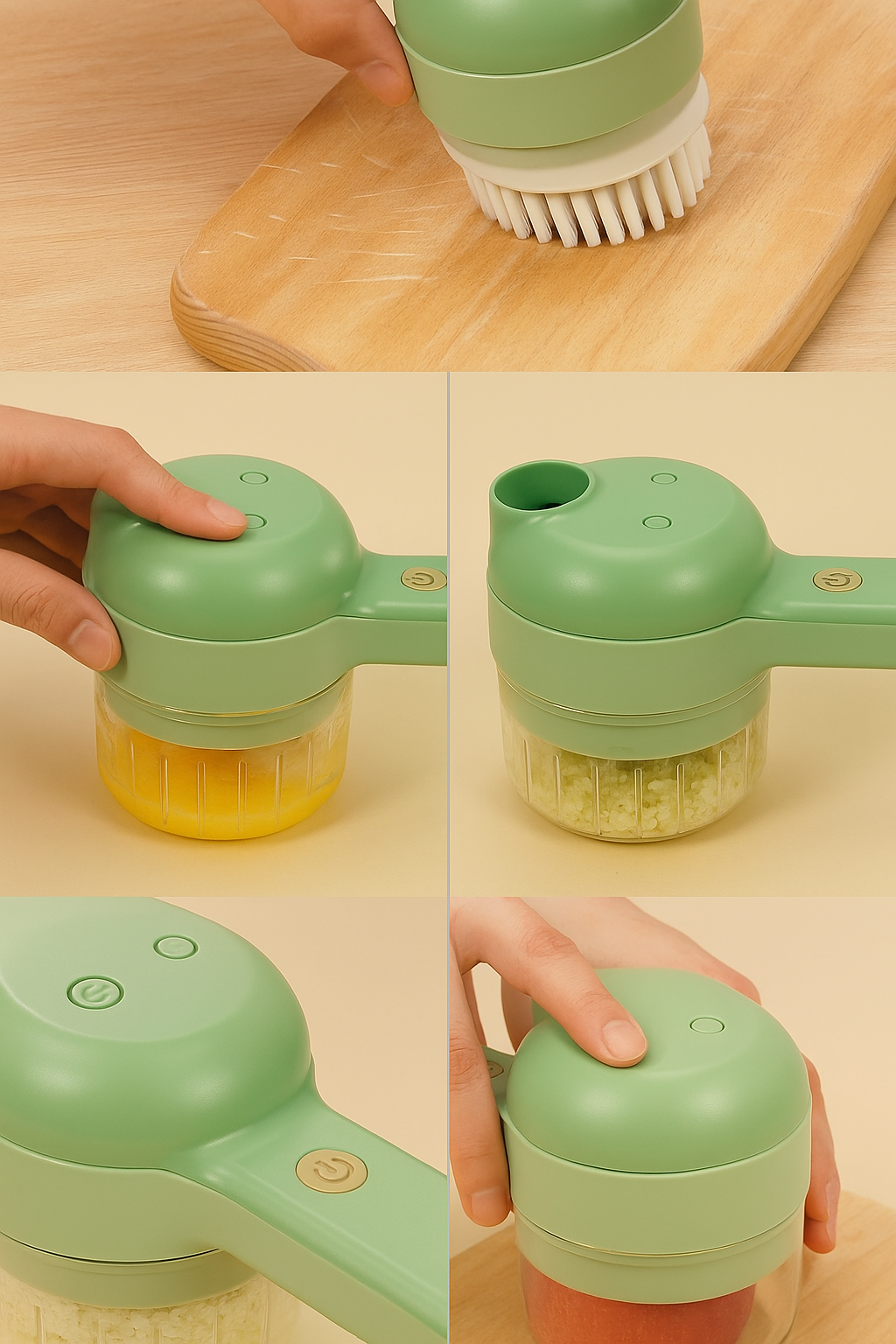 4-in-1 Portable Electric Vegetable Cutter – Wireless Food Chopper for Effortless Slicing, Dicing & Cleaning
