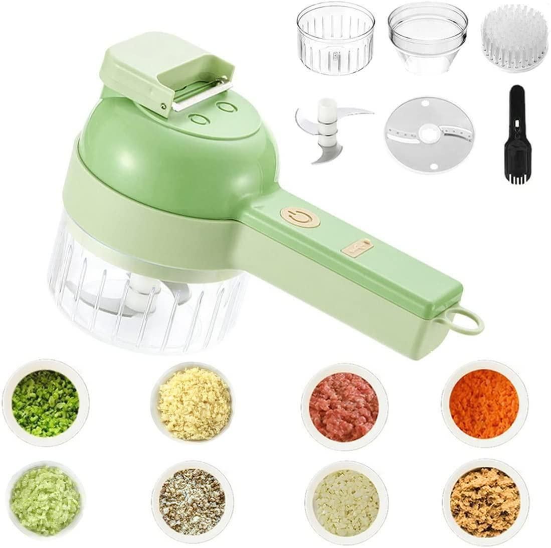 4-in-1 Portable Electric Vegetable Cutter – Wireless Food Chopper for Effortless Slicing, Dicing & Cleaning