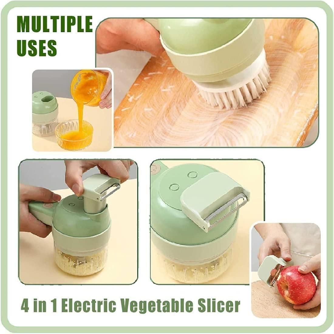 4-in-1 Portable Electric Vegetable Cutter – Wireless Food Chopper for Effortless Slicing, Dicing & Cleaning