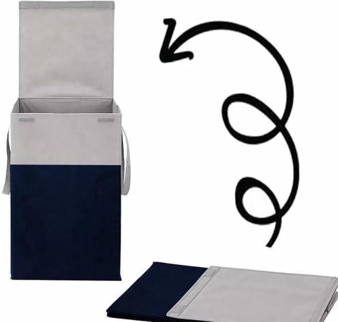 Elegant Laundry Organizer with Lid & Sturdy Side Handles – For Clothes and Toys