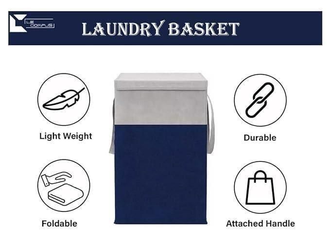 Elegant Laundry Organizer with Lid & Sturdy Side Handles – For Clothes and Toys