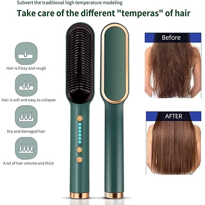 Professional 3-in-1 Electric Hair Straightener Comb Brush
