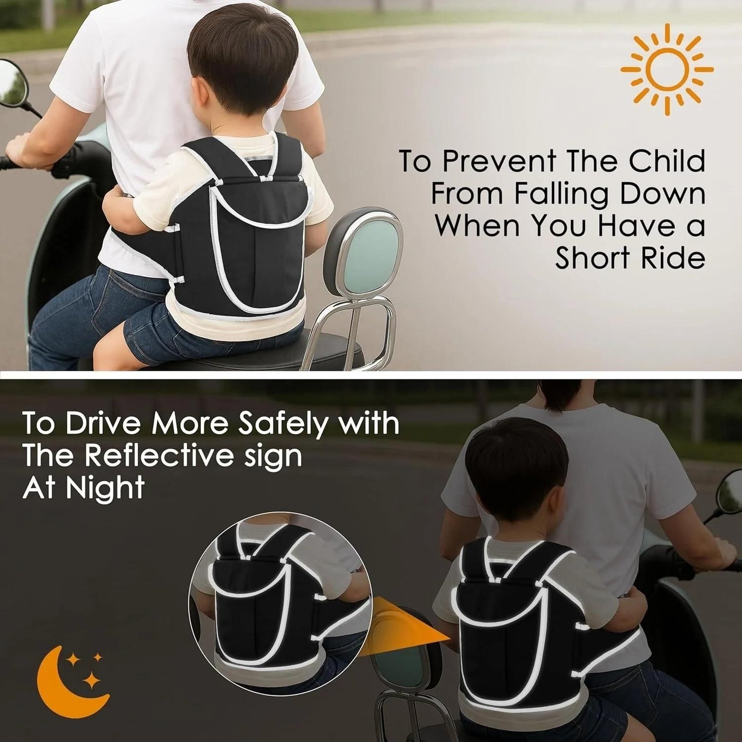 Portable Kids Safety Belt – Secure Child Seat Harness for Motorcycles & Scooters