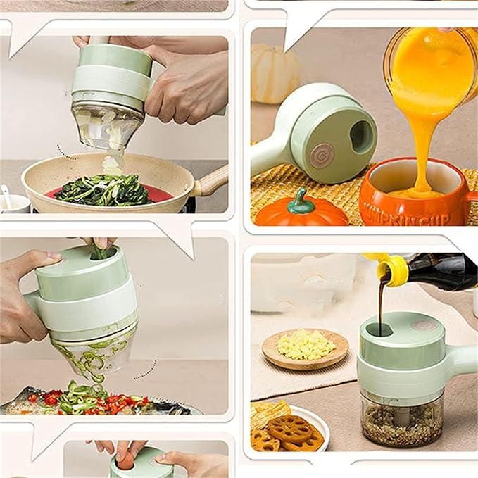 4-in-1 Portable Electric Vegetable Cutter – Wireless Food Chopper for Effortless Slicing, Dicing & Cleaning
