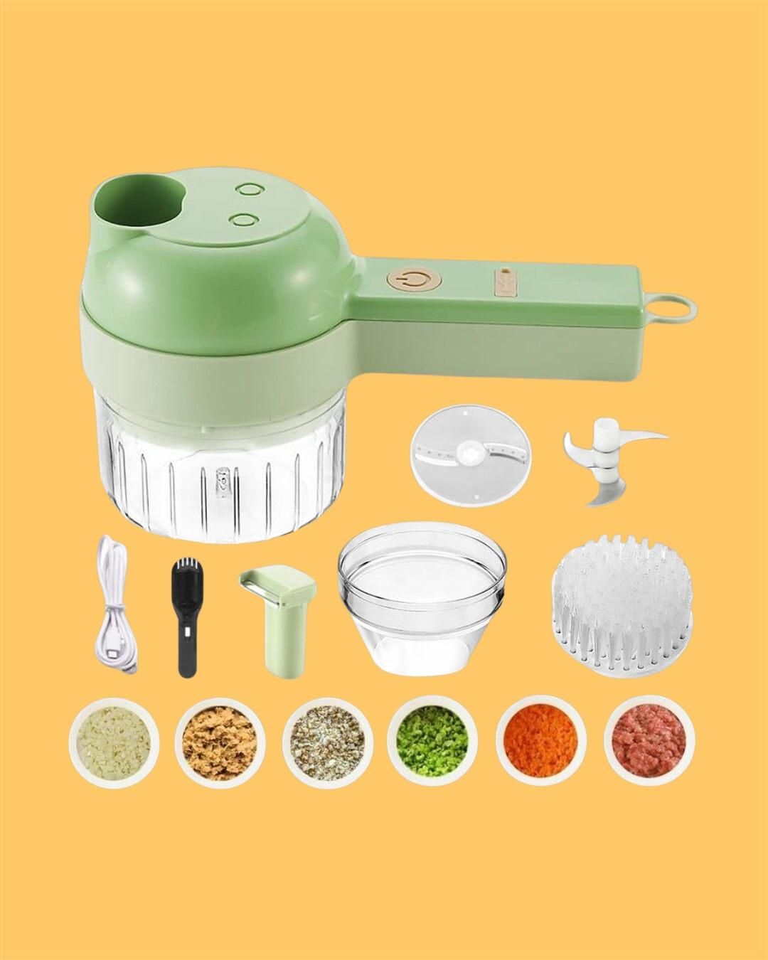 4-in-1 Portable Electric Vegetable Cutter – Wireless Food Chopper for Effortless Slicing, Dicing & Cleaning