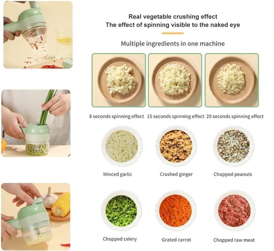 4-in-1 Portable Electric Vegetable Cutter – Wireless Food Chopper for Effortless Slicing, Dicing & Cleaning