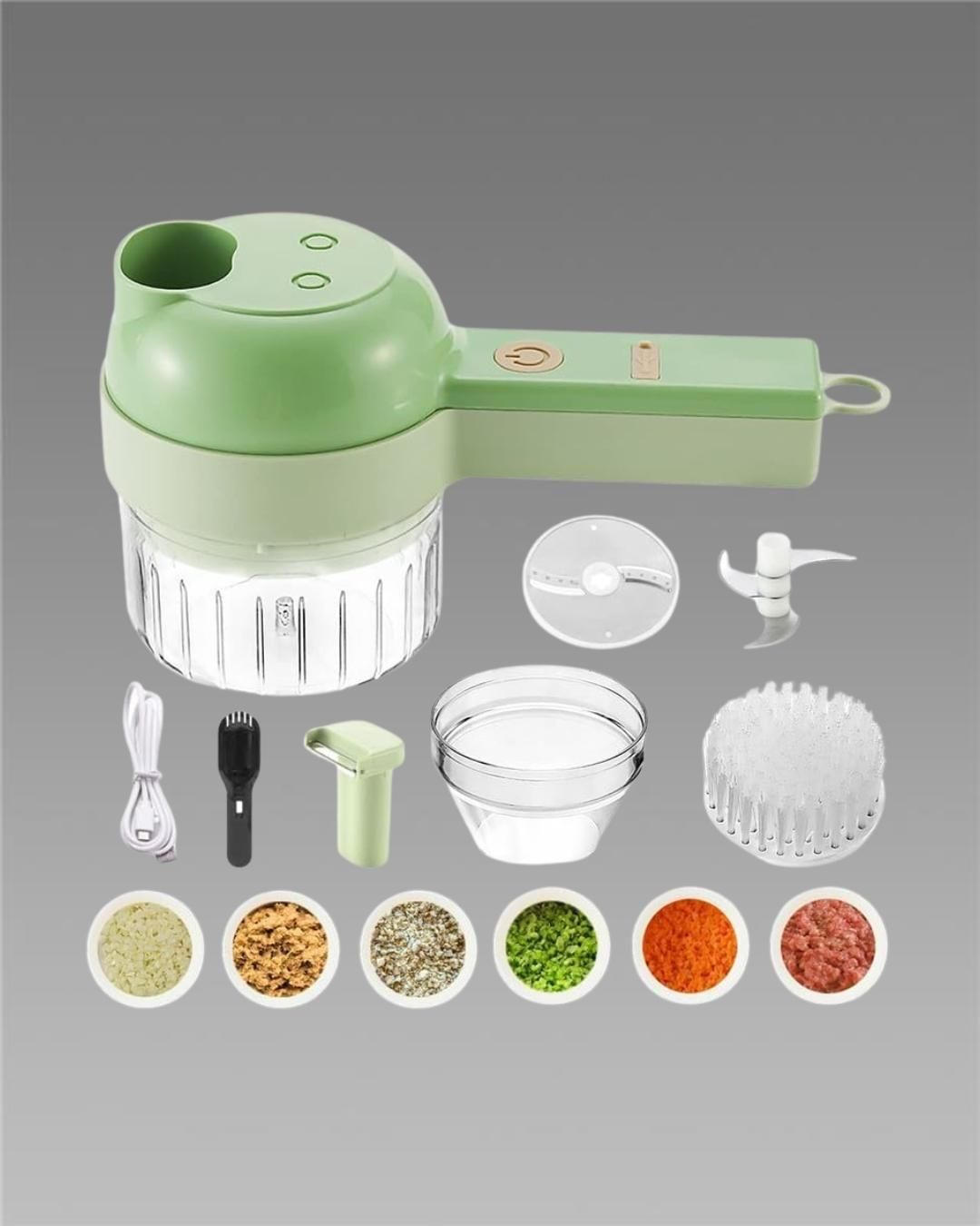 4-in-1 Portable Electric Vegetable Cutter – Wireless Food Chopper for Effortless Slicing, Dicing & Cleaning
