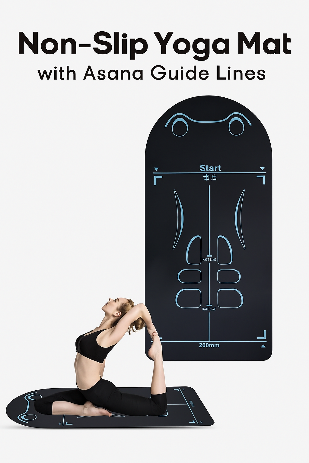 Non-Slip Yoga Mat with Asana Guide Lines