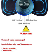 Mini Electric Massager with 8 Modes & 19 Intensity Levels | Rechargeable Pain Relief Pad for Back, Legs, Arms & Shoulders