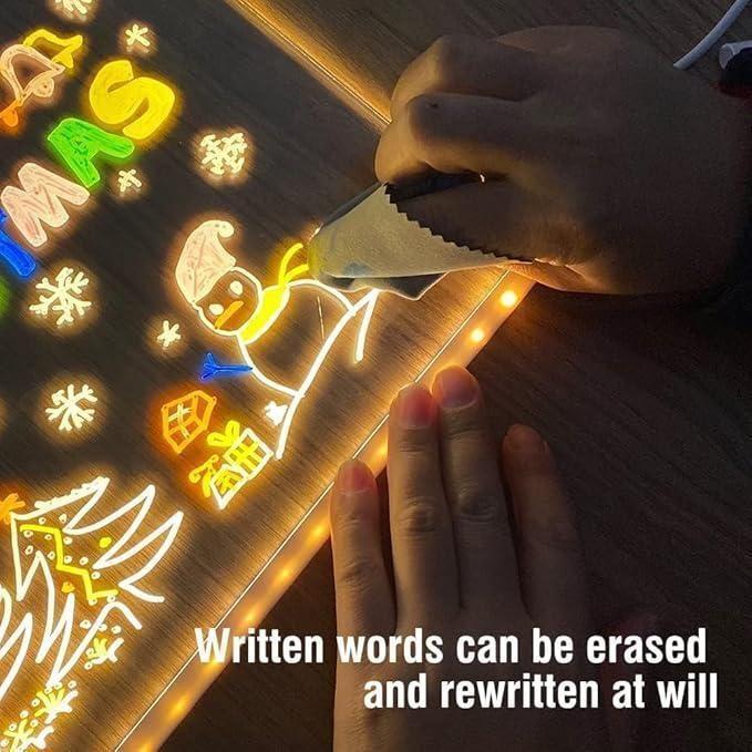 3D LED Acrylic Writing Pad with 12 Neon Pens For Kids (MEGA SAVINGS)